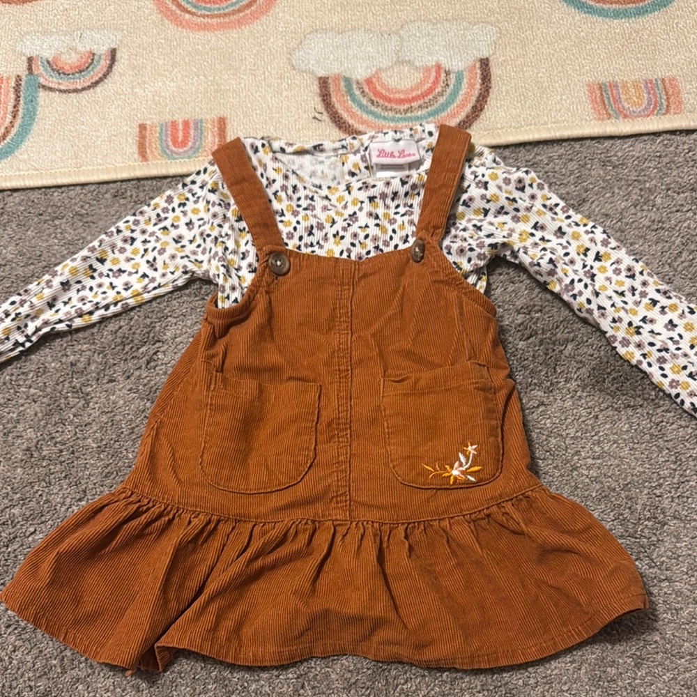 Little Lass Brown Corduroy Dress Set